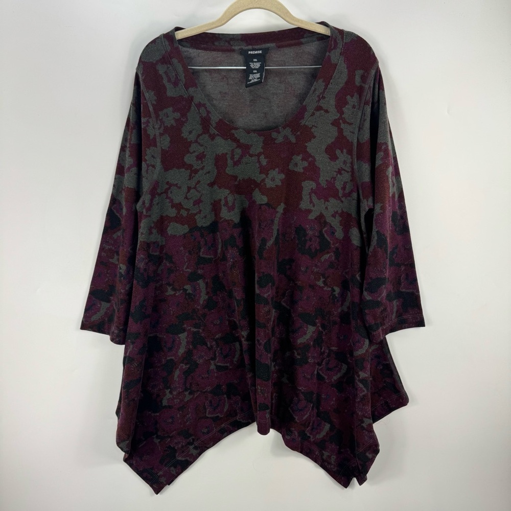 Premise Women's Shark Bite Knit Printed Tunic Top Abstract Print Size XXL
